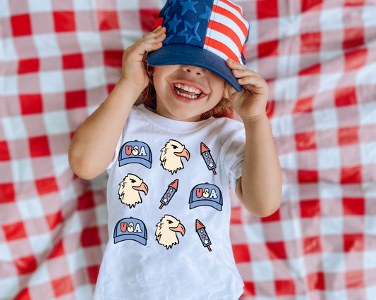 Eagles Fireworks Hats 4th Of July Kids Graphic Tee