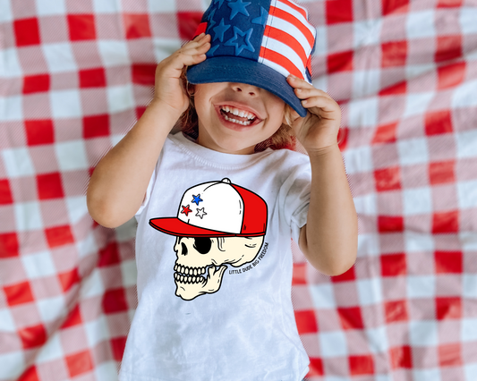 American Skull 4th Of July Kids Graphic Tee