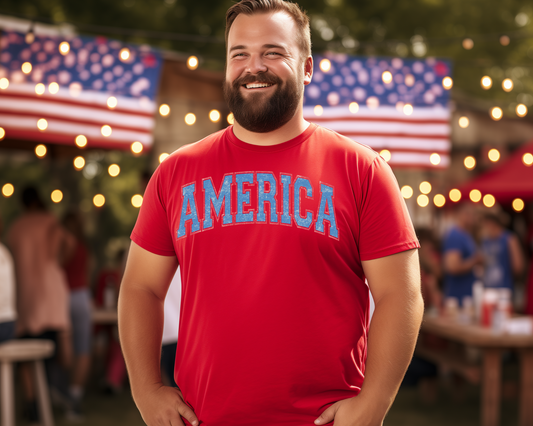 America Curve Mens 4th Of July Patriotic Graphic Tee