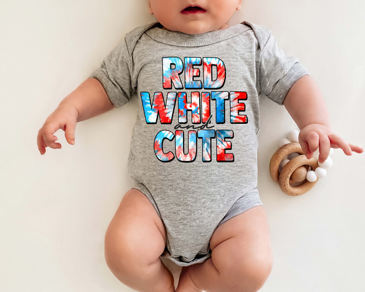 Red, White, and Cute  4th Of July Kids Graphic Tee