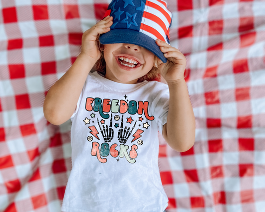 Freedom Rocks 4th Of July Kids Graphic Tee