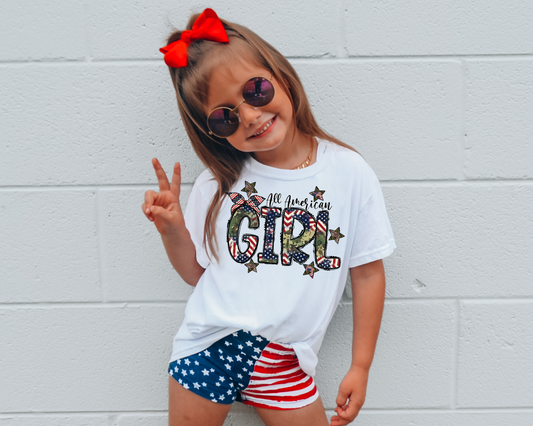 All American Girl 4th Of July Kids Graphic Tee