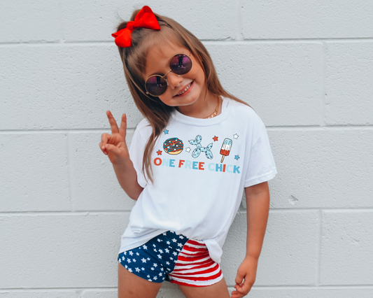 One Free Chick Kids 4th Of July Graphic Tee