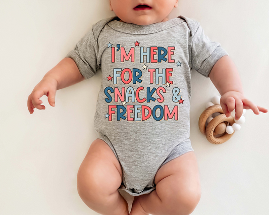 I'm Here For The Snacks And Freedom 4th Of July Kids Graphic Tee