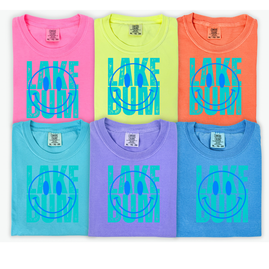 Neon Lake Bum Graphic Tee Collection Comfort Colors