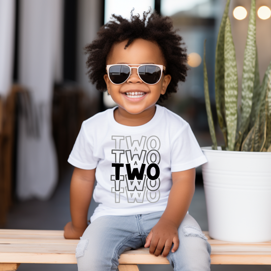 Two Repeat Second Birthday Tee White & Cream Options